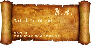 Mallár Ahmed névjegykártya